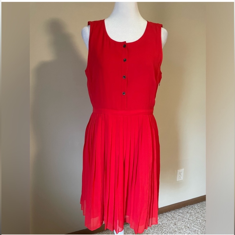 J Crew Broadway and Bloome 100% silk summer red dress size 6